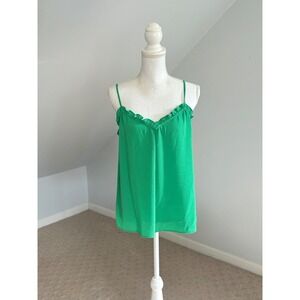 1. STATE Green Cami Top Ruffle Trim Sleeveless Casual Tank Top Size L‎